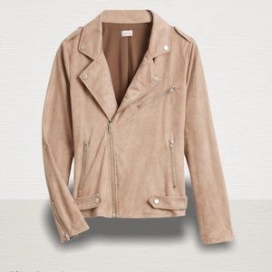 Market & Spruce Tan/Taupe Suede Moto Jacket Size L